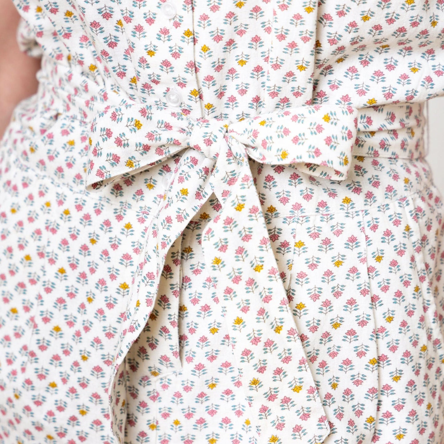 Button Front Halter Romper