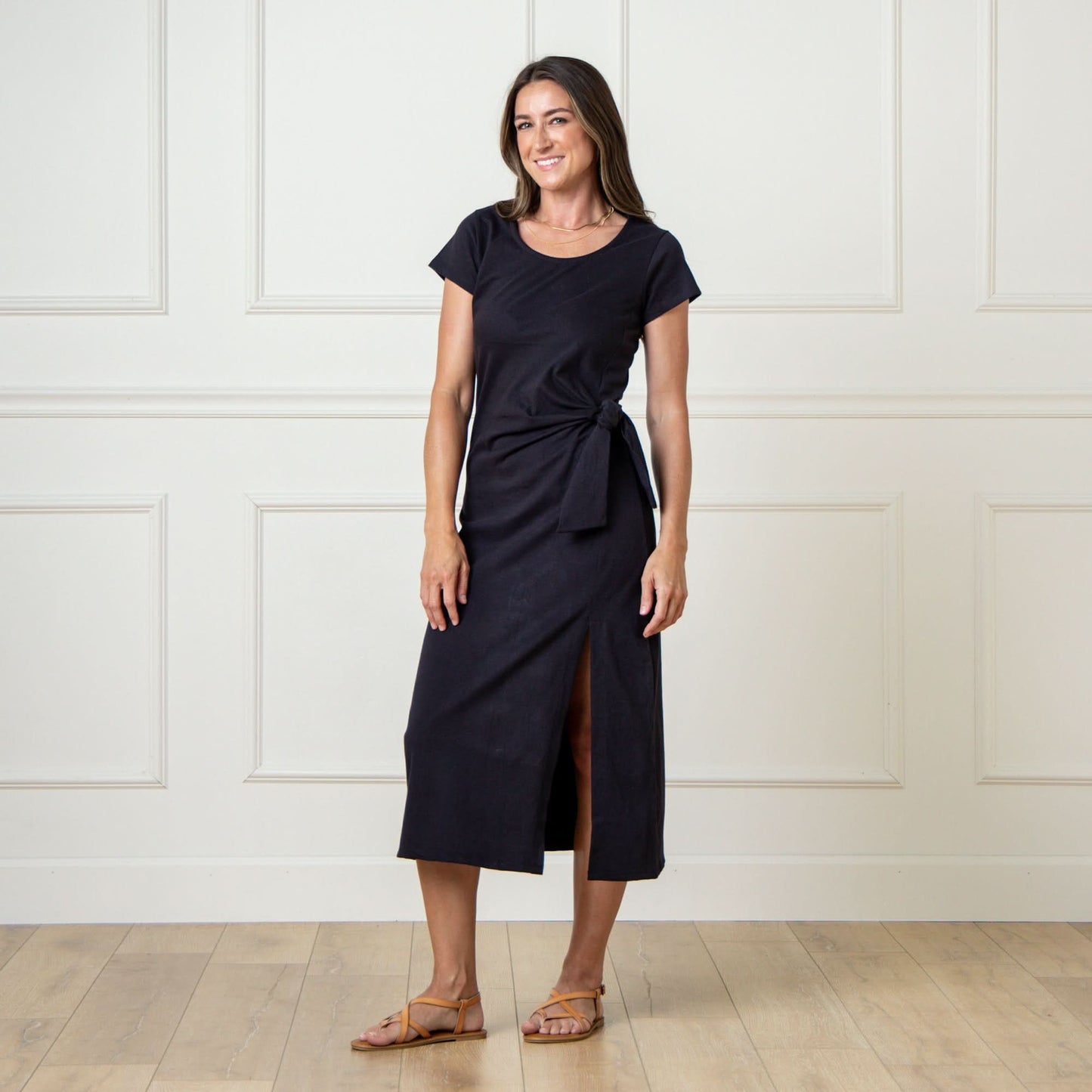 Organic Knit Tie Midi Dress