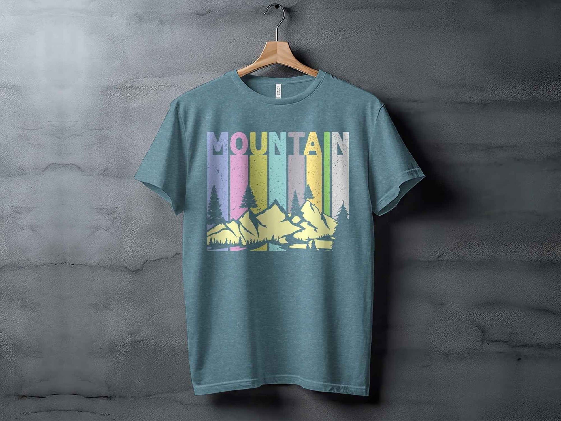 Colorful Mountain Scenery Graphic T-Shirt Long Sleeve T-Shirt