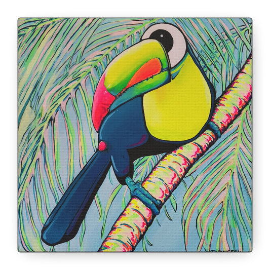 Cyclops Toucan Original Canvas Art Print, Bird Art, Tropical Vibes