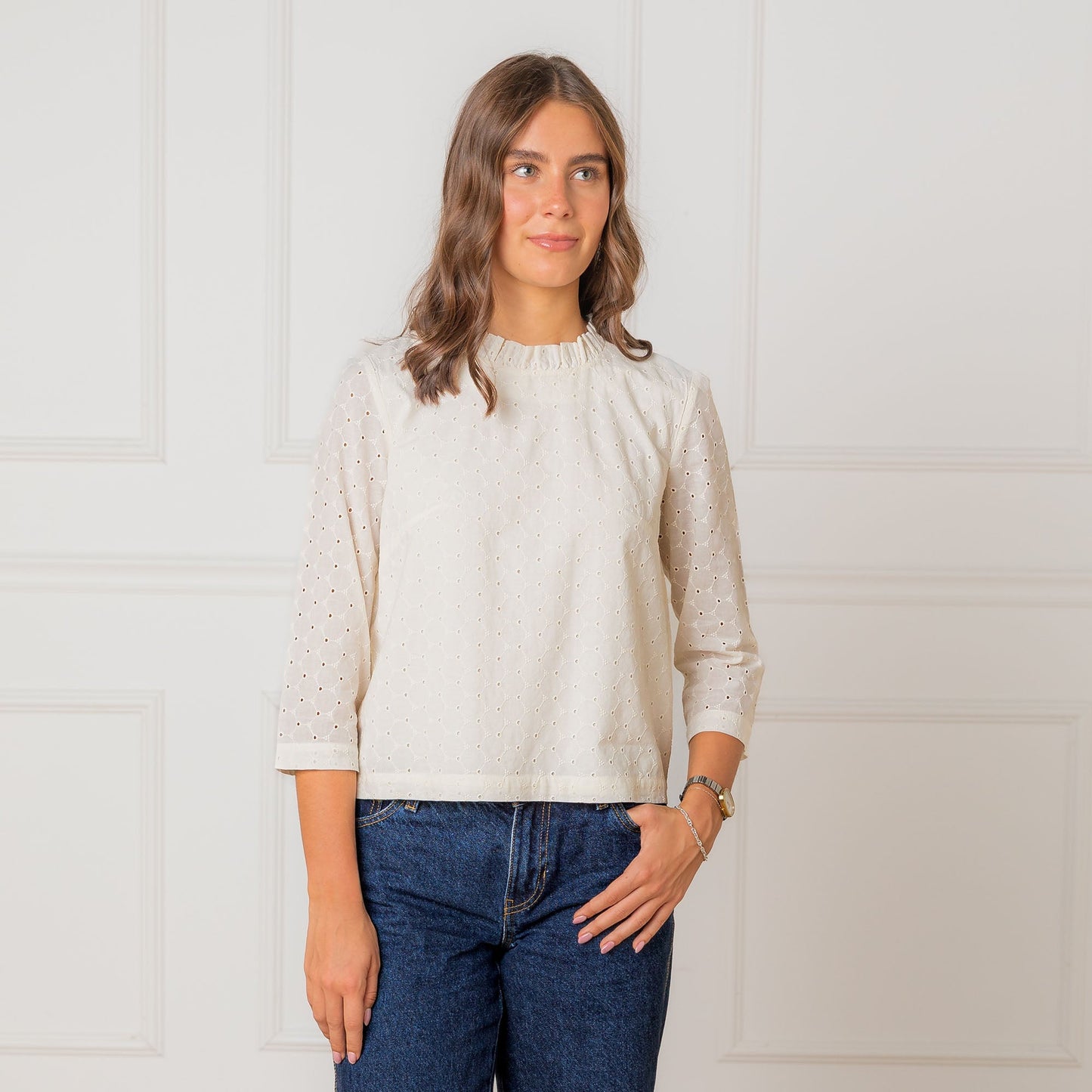 Organic Ruffle Neck Top