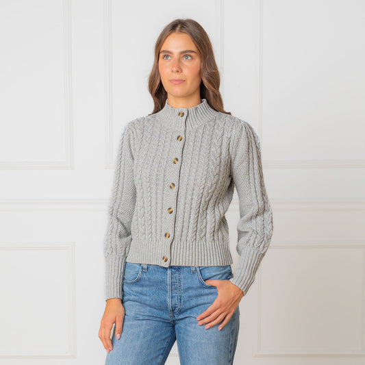 Organic Mock Neck Cable Cardigan