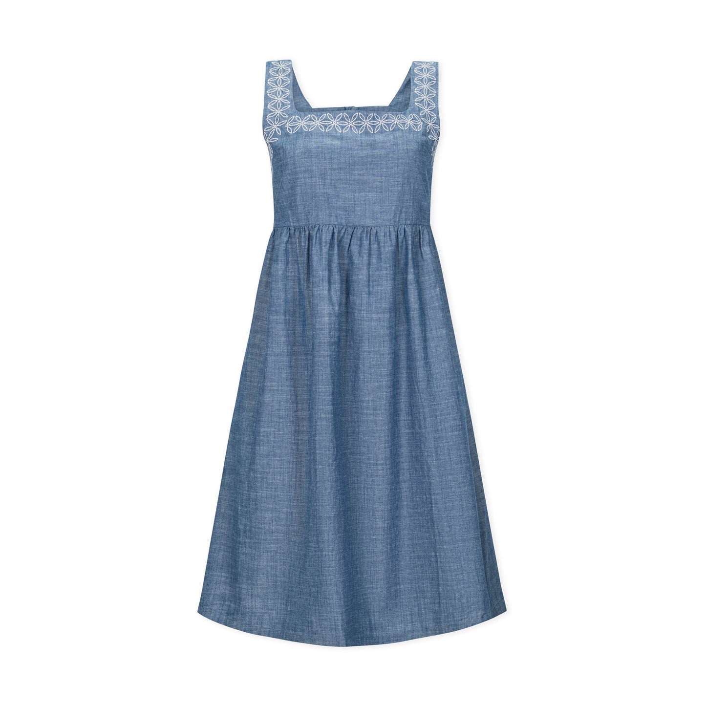 Organic Chambray Dress with Embroidery