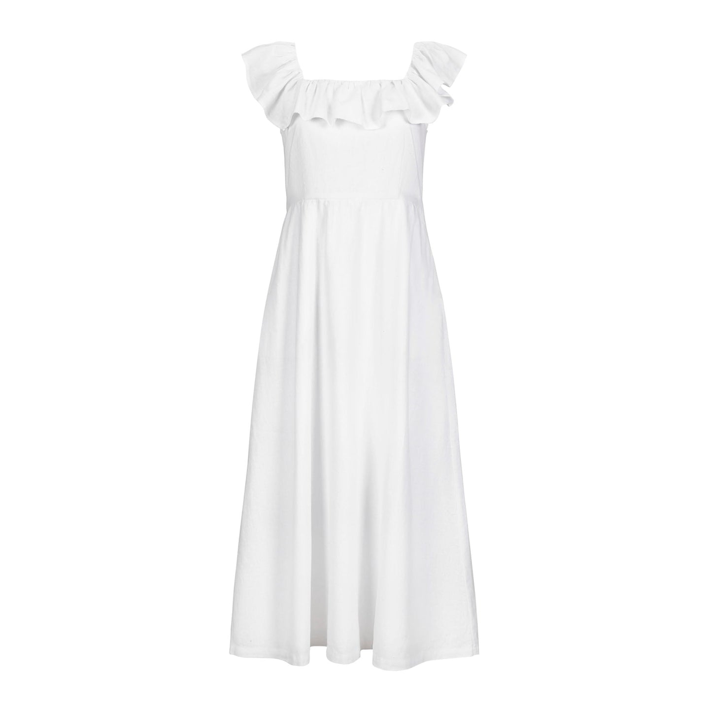Linen Ruffle Collar Dress