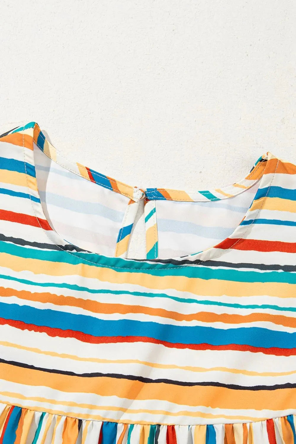 Multicolor Striped Flutter Sleeve Blouse