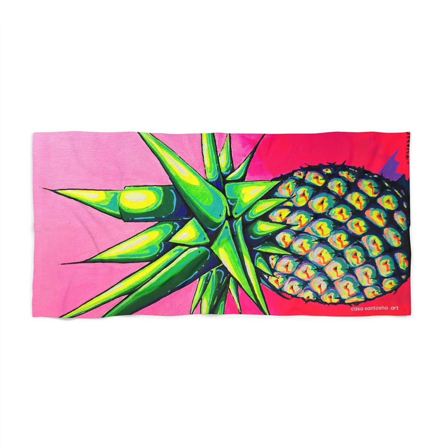 Neon Pineapple Beach Towel for Summer Fun and Vacation Essentials