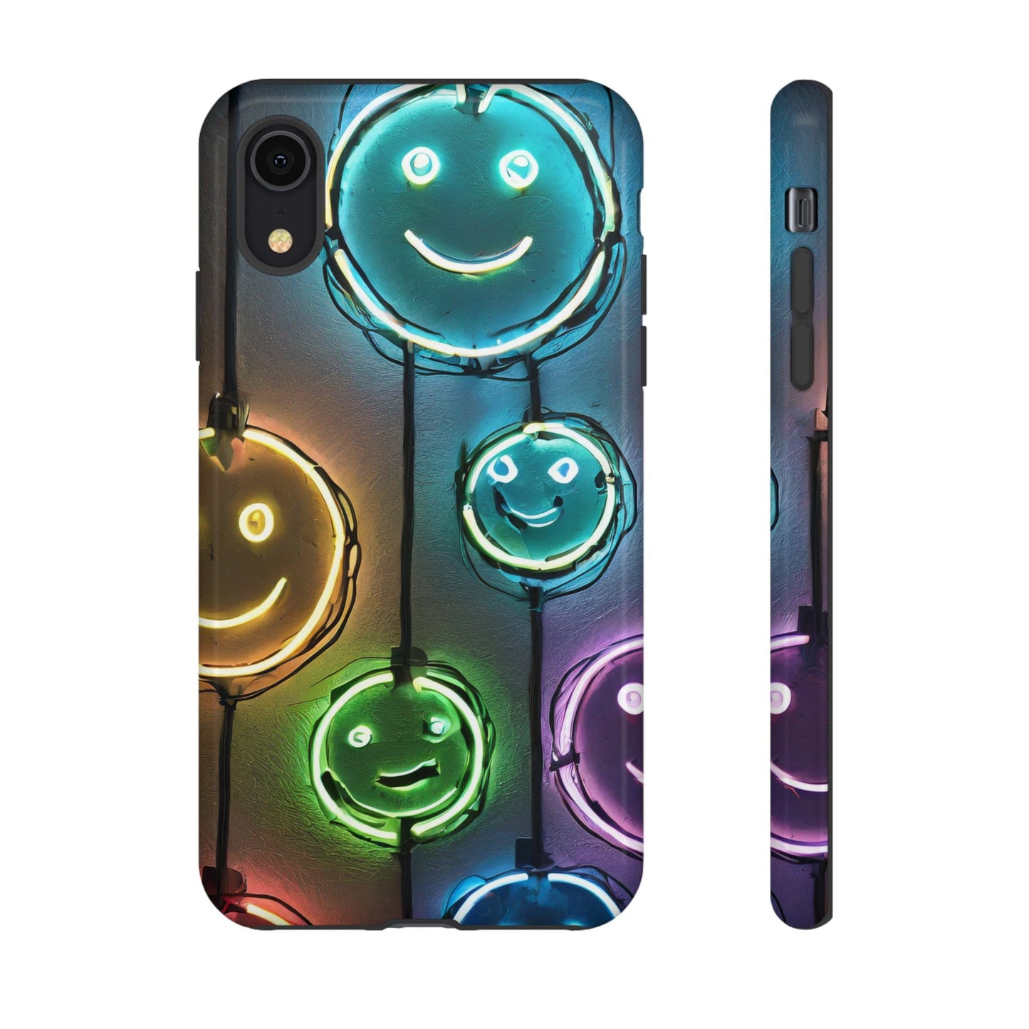 Colorful Neon Smiley Face Phone Case - Tough & Stylish Protection