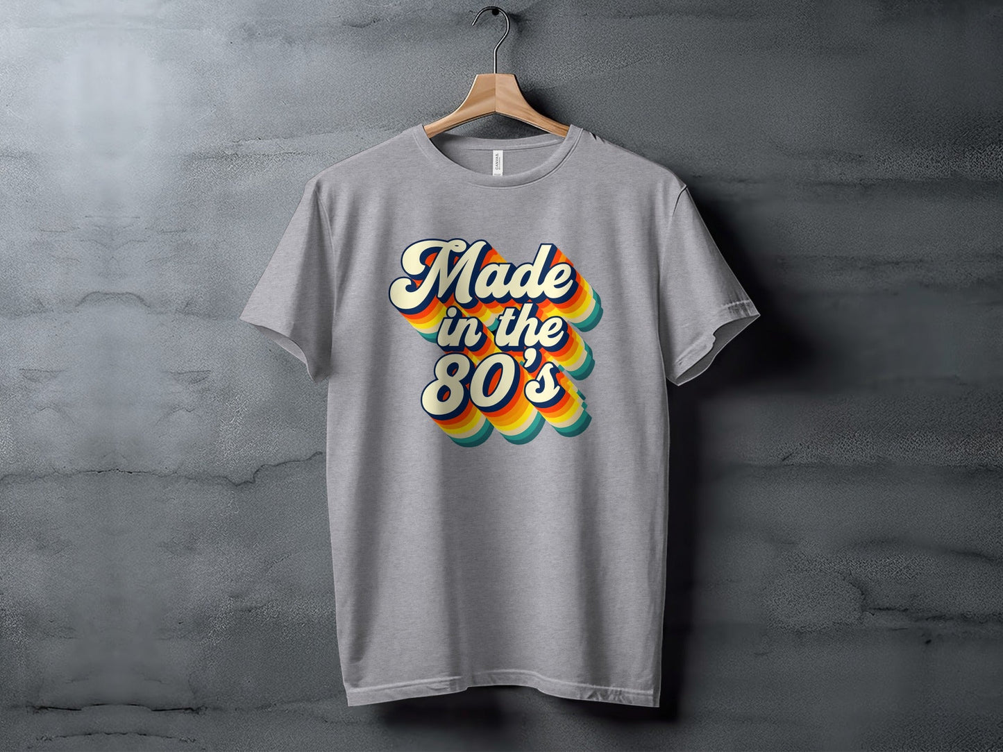Awesome Made In The Eighties Rainbow Stripes Design T-Shirt