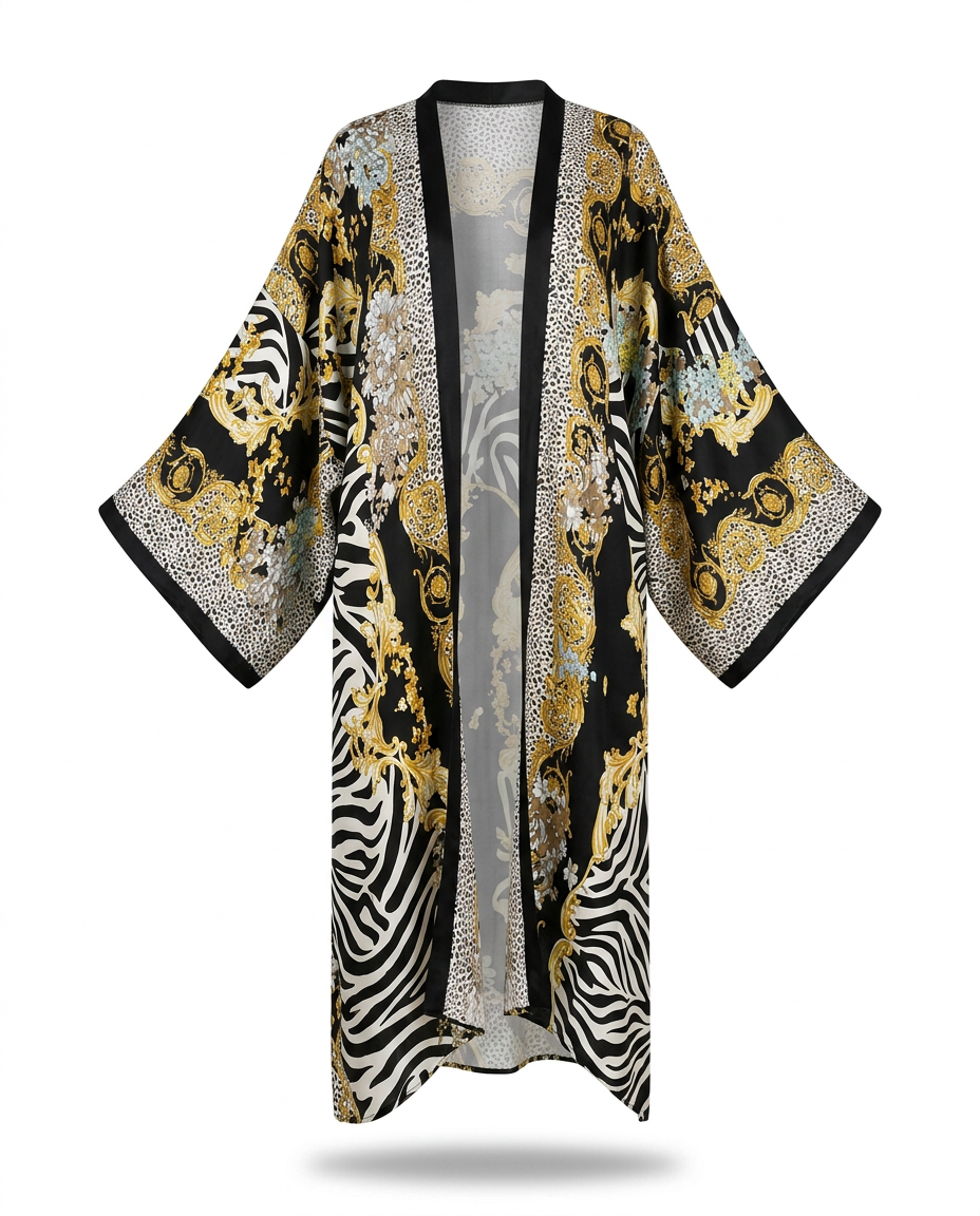 Wild Heart Printed Maxi Kimono