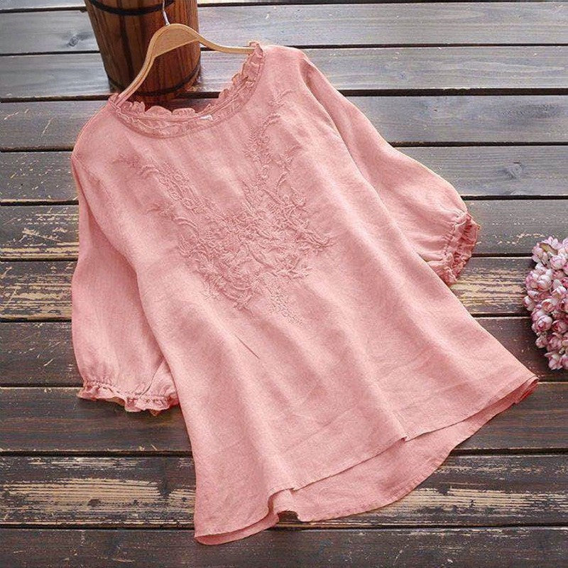 Breathable Thin Oversized Plus Size Loose Embroidered T-Shirt