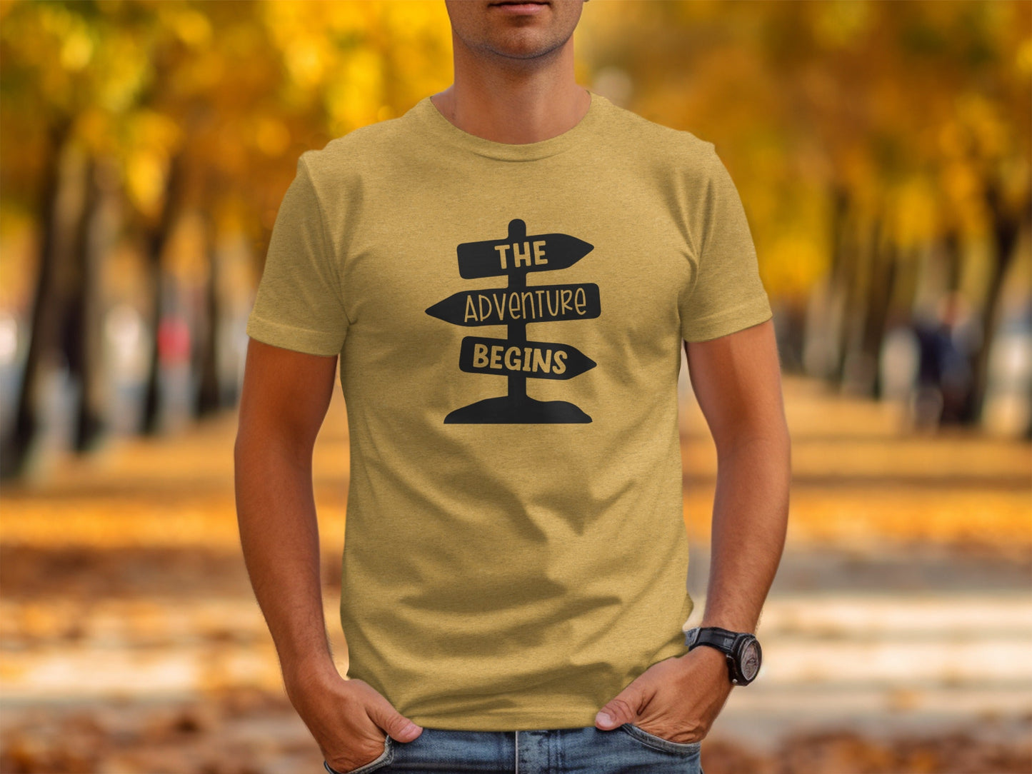 The Adventure Begins Arrow Signpost Graphic T-Shirt