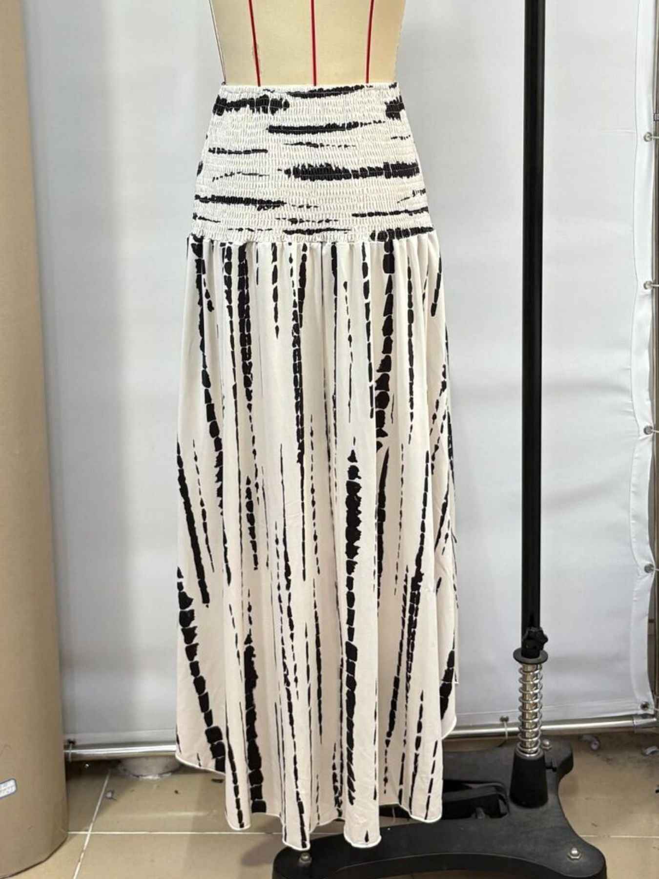 Smocked Asymmetrical Hem Skirt