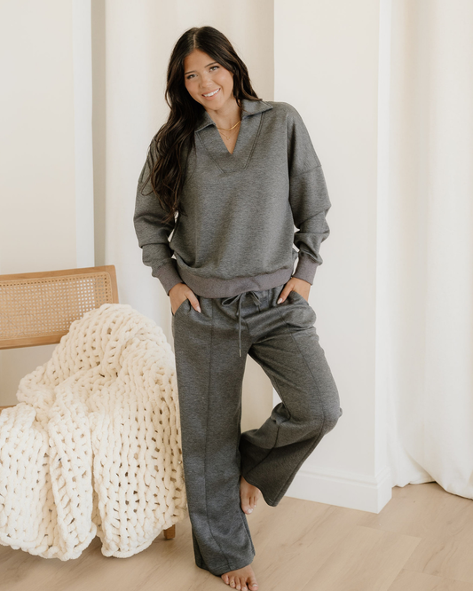 Sylvie Collared V Neck Pullover Sweatshirt Sweatpants Set