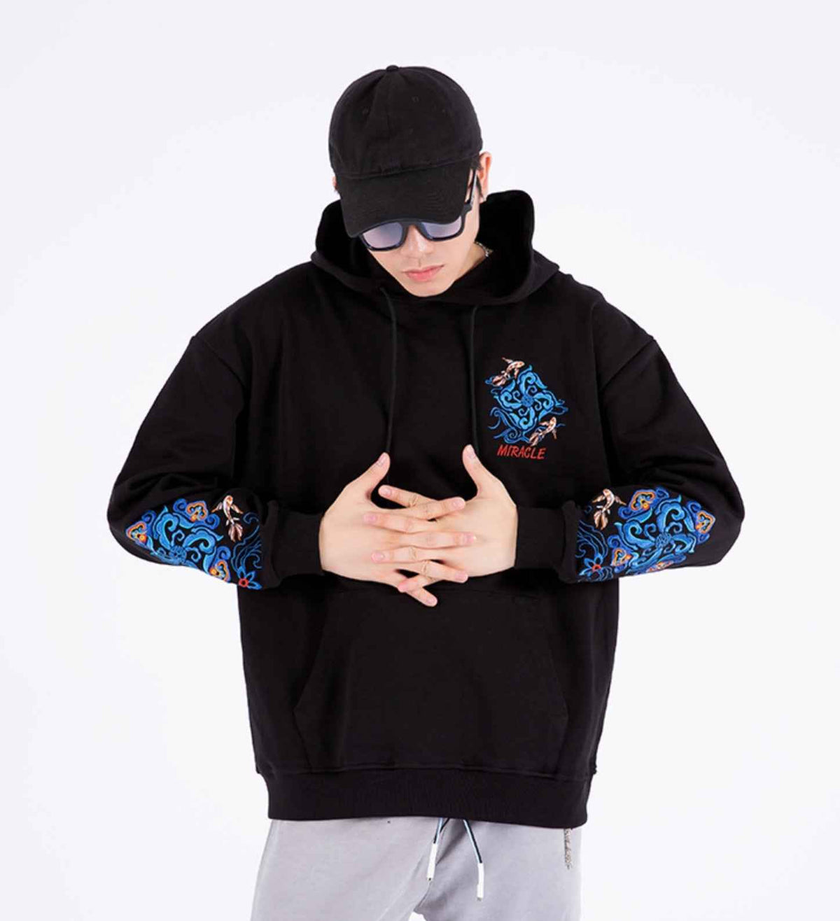 KH9201 Fish Art Embroidery Hoodie