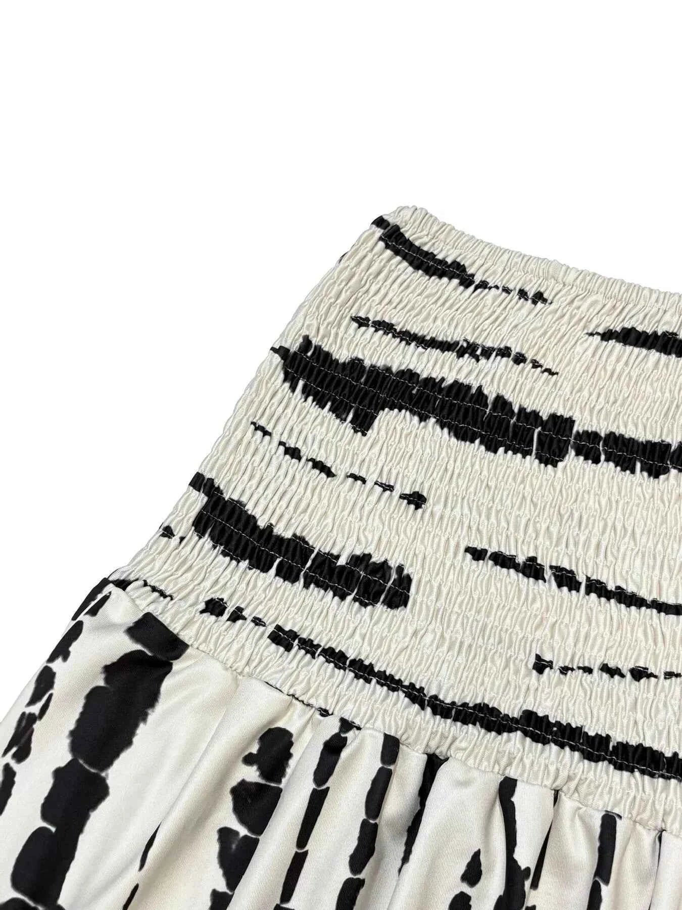 Smocked Asymmetrical Hem Skirt
