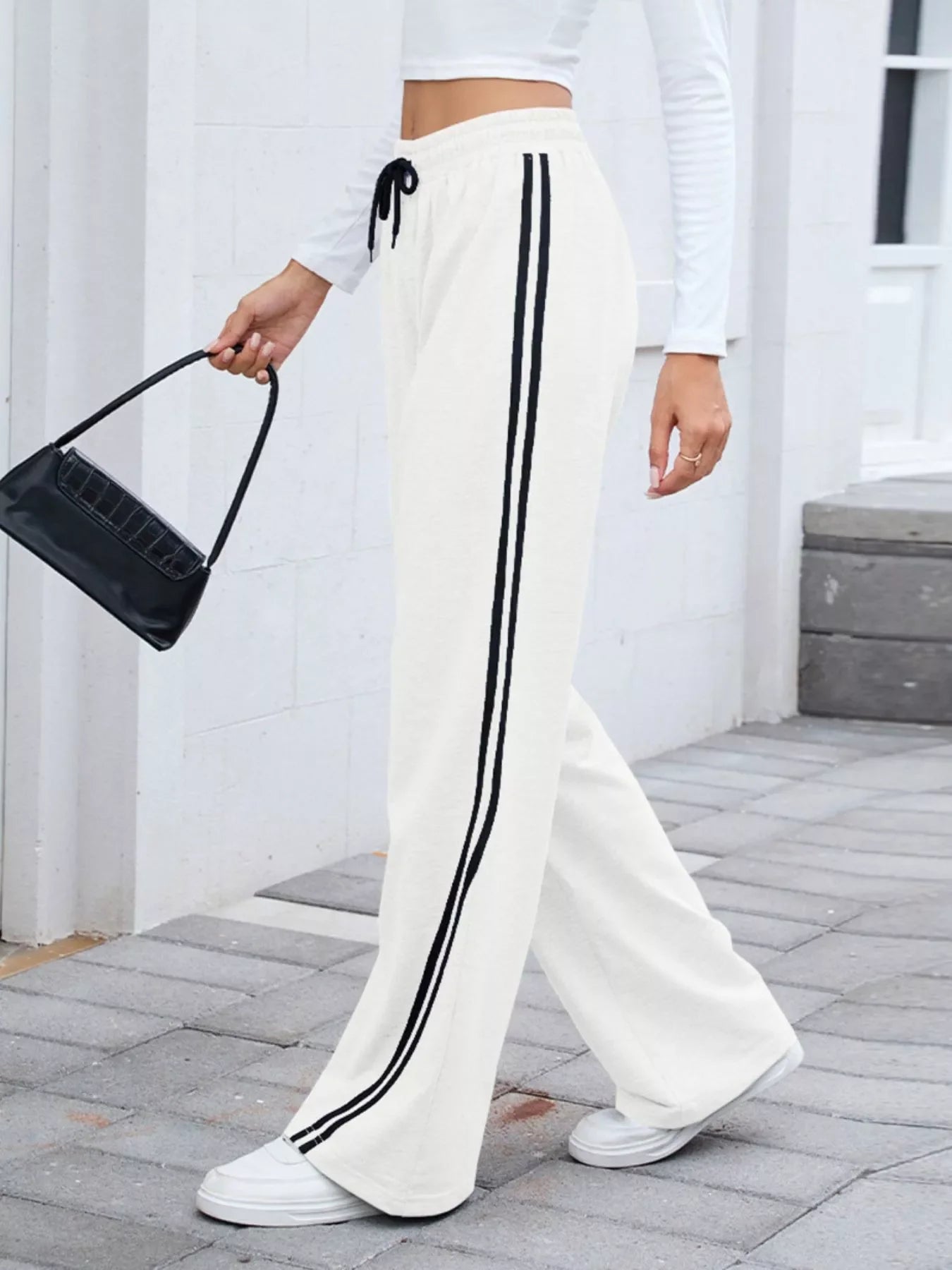 Side Striped Wide Leg Pants