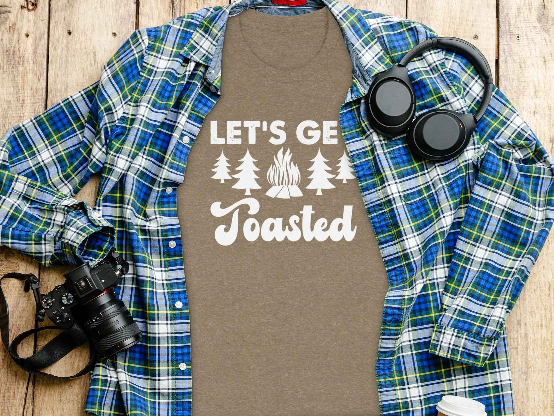 Lets Get Toasted Outdoors Bonfire Forest Fun T-Shirt