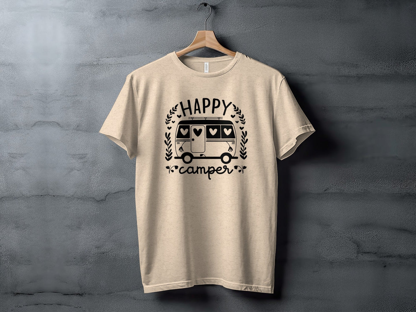 Happy Camper Campervan Love Hearts Outdoor Trip Design T-Shirt