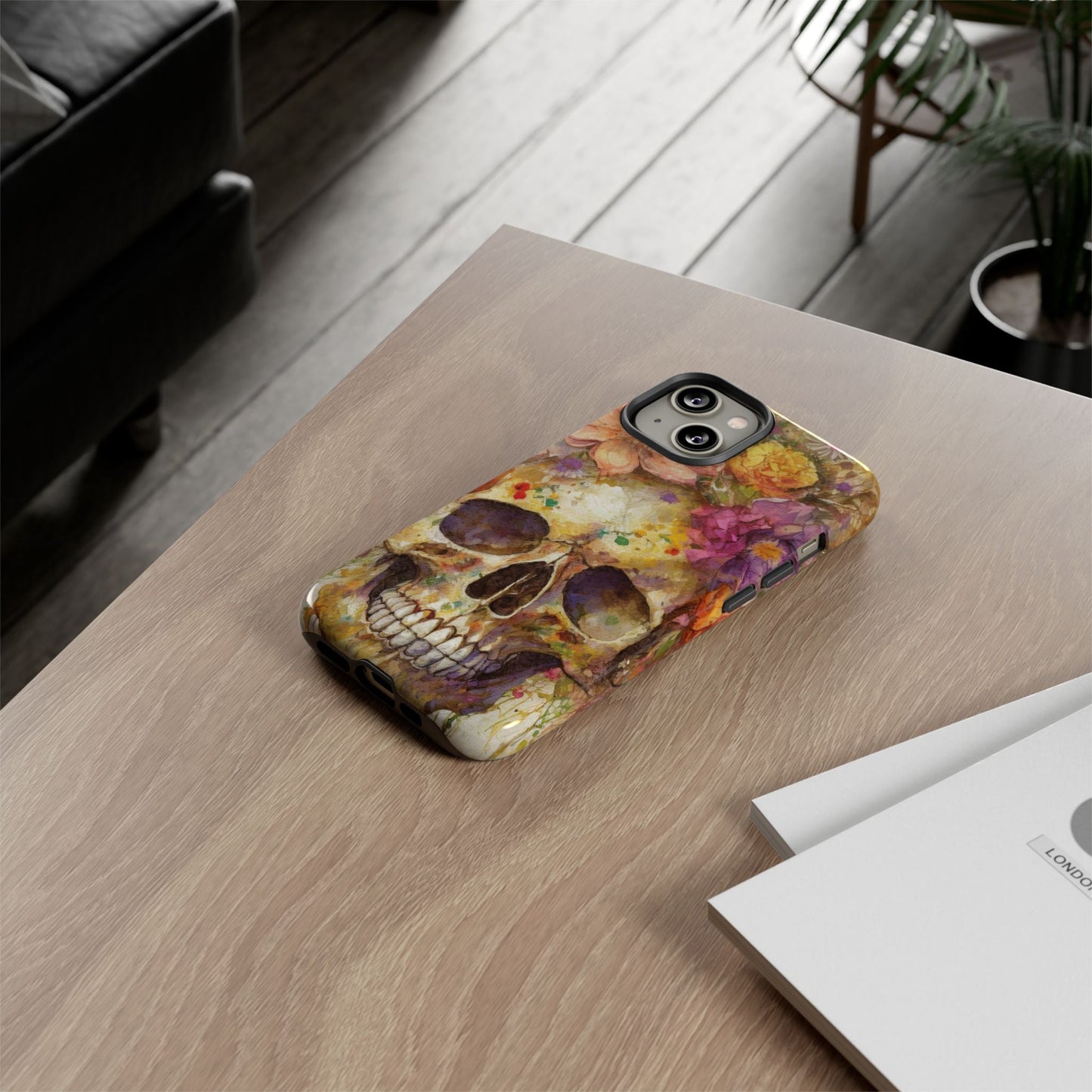 Unique Floral Skull Tough Phone Case