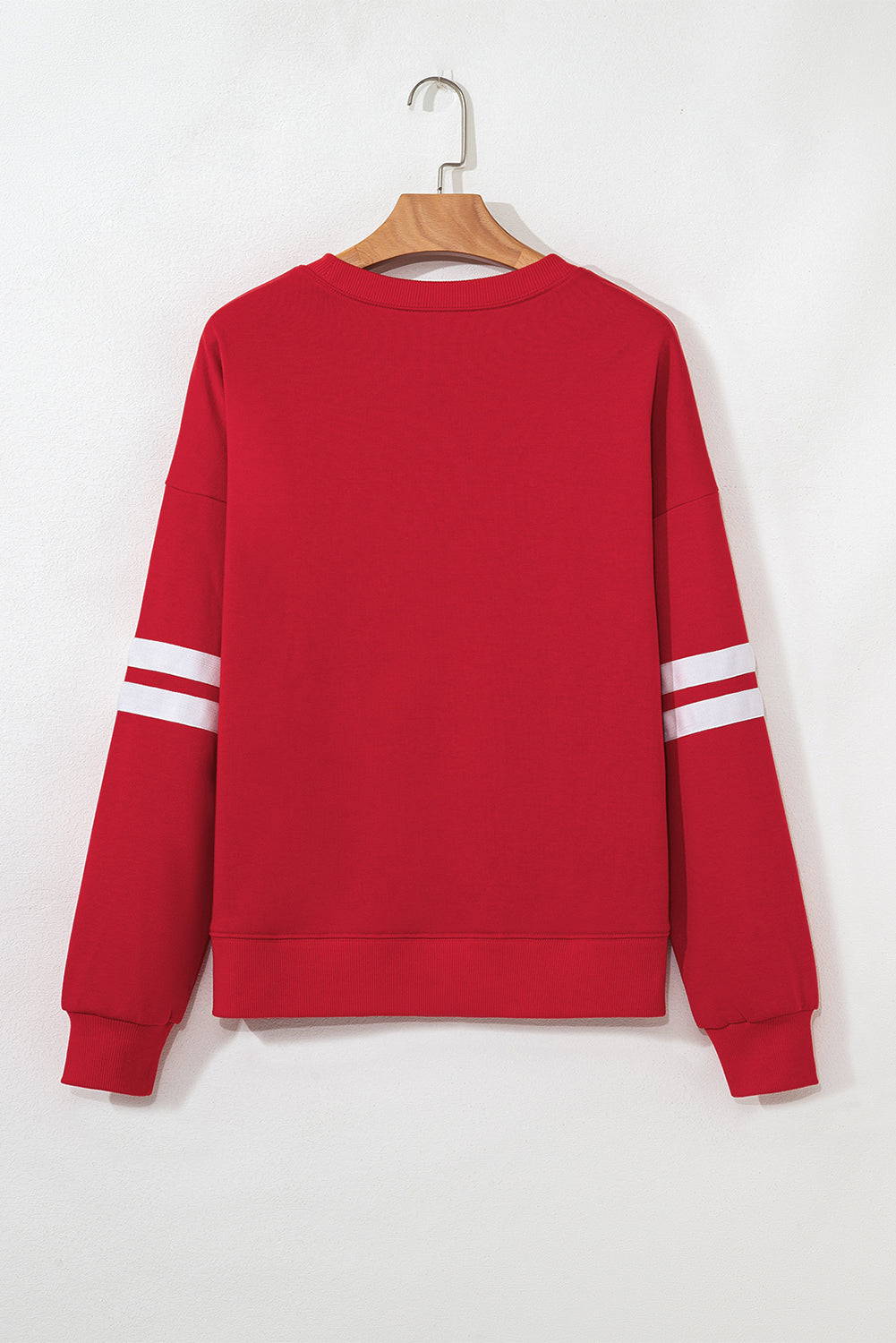 Red Varsity Striped Oversized Sweatshirt