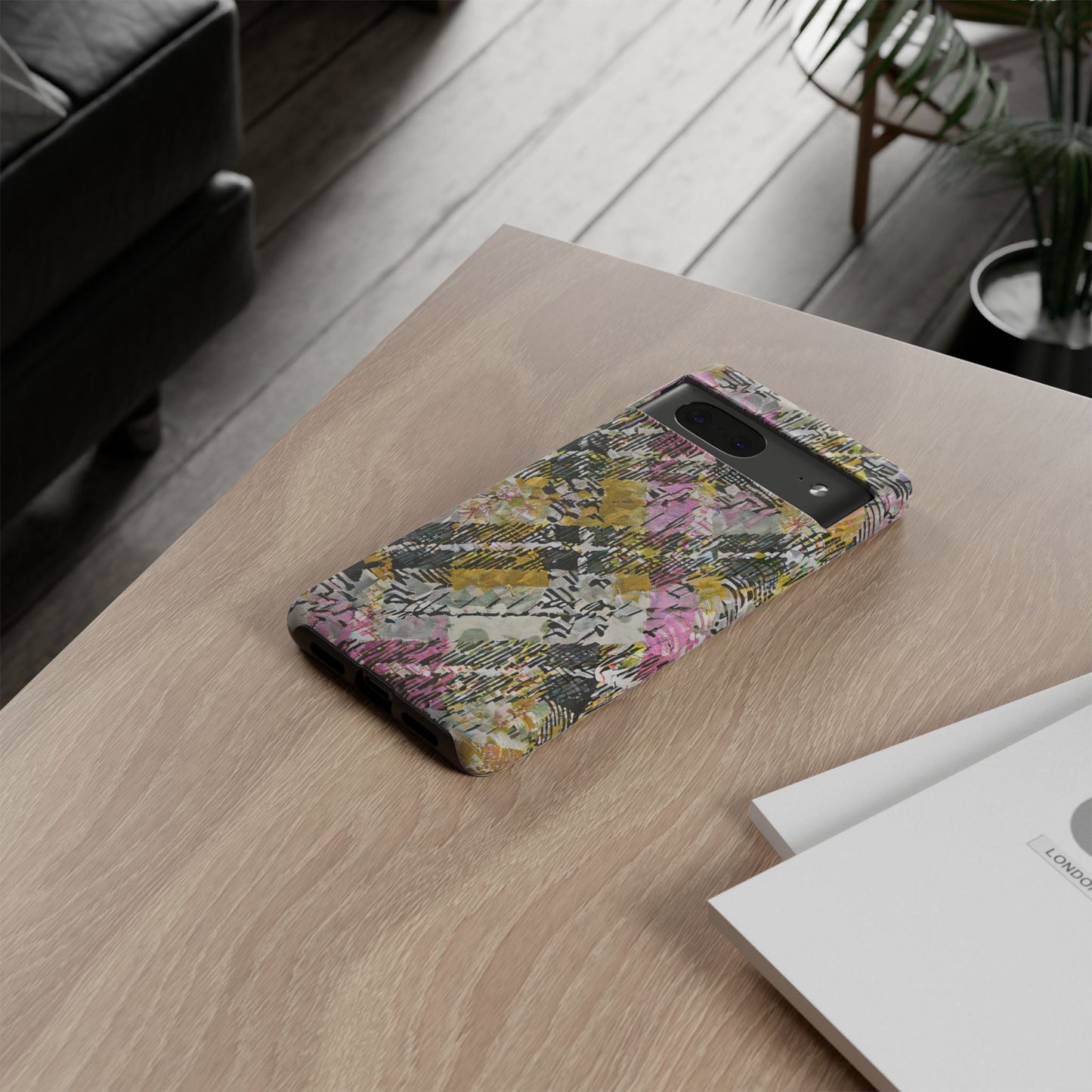 Purple Plaid Floral Artistic Tough Phone Case