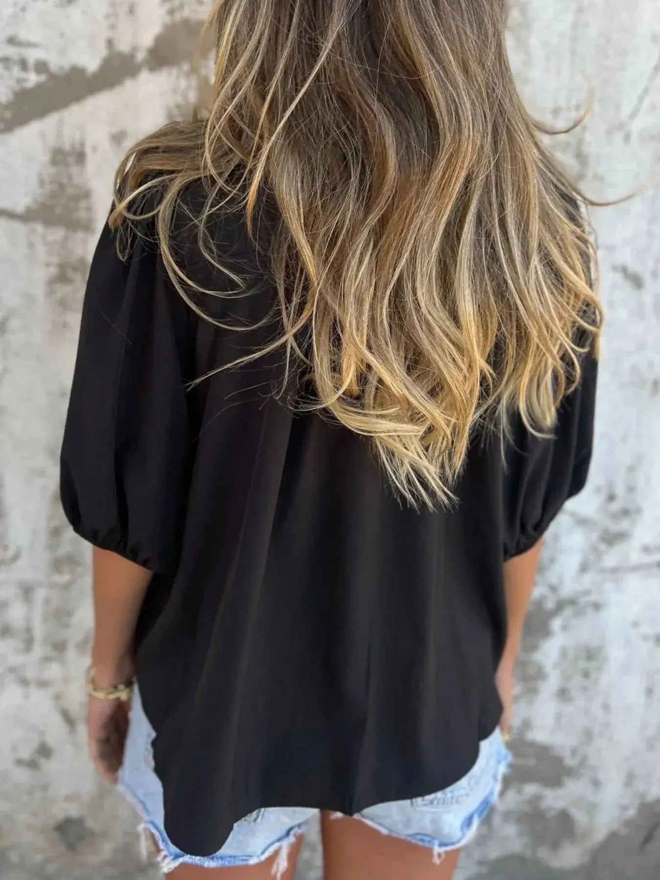 Full Size Red Smocked Button Puff Sleeve Blouse – Plus Size