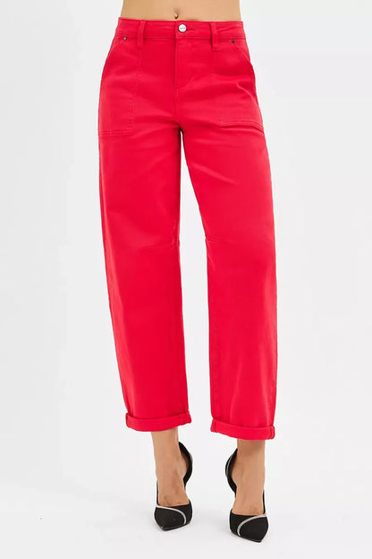 Risen High Rise Ankle Cuffed Barrel Pants Chic Everyday