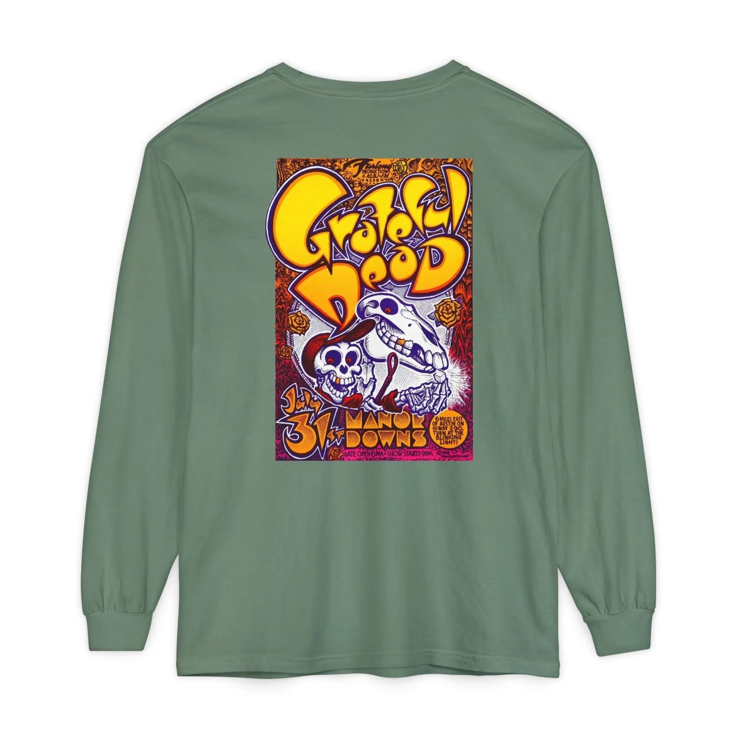Austin, TX Grateful Dead Concert Garment-Dyed Long Sleeve T-Shirt
