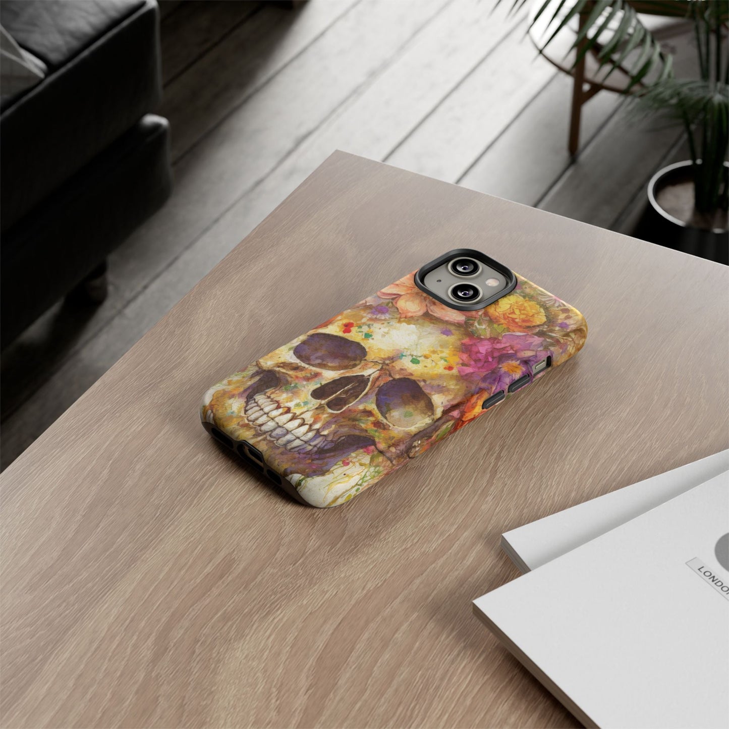 Unique Floral Skull Tough Phone Case