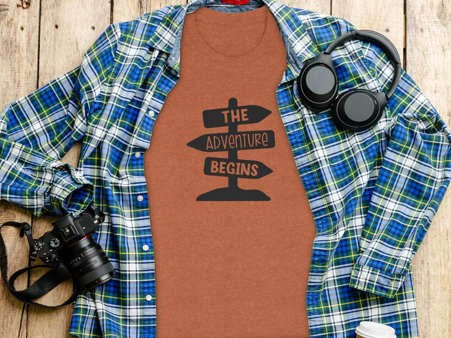 The Adventure Begins Arrow Signpost Graphic T-Shirt