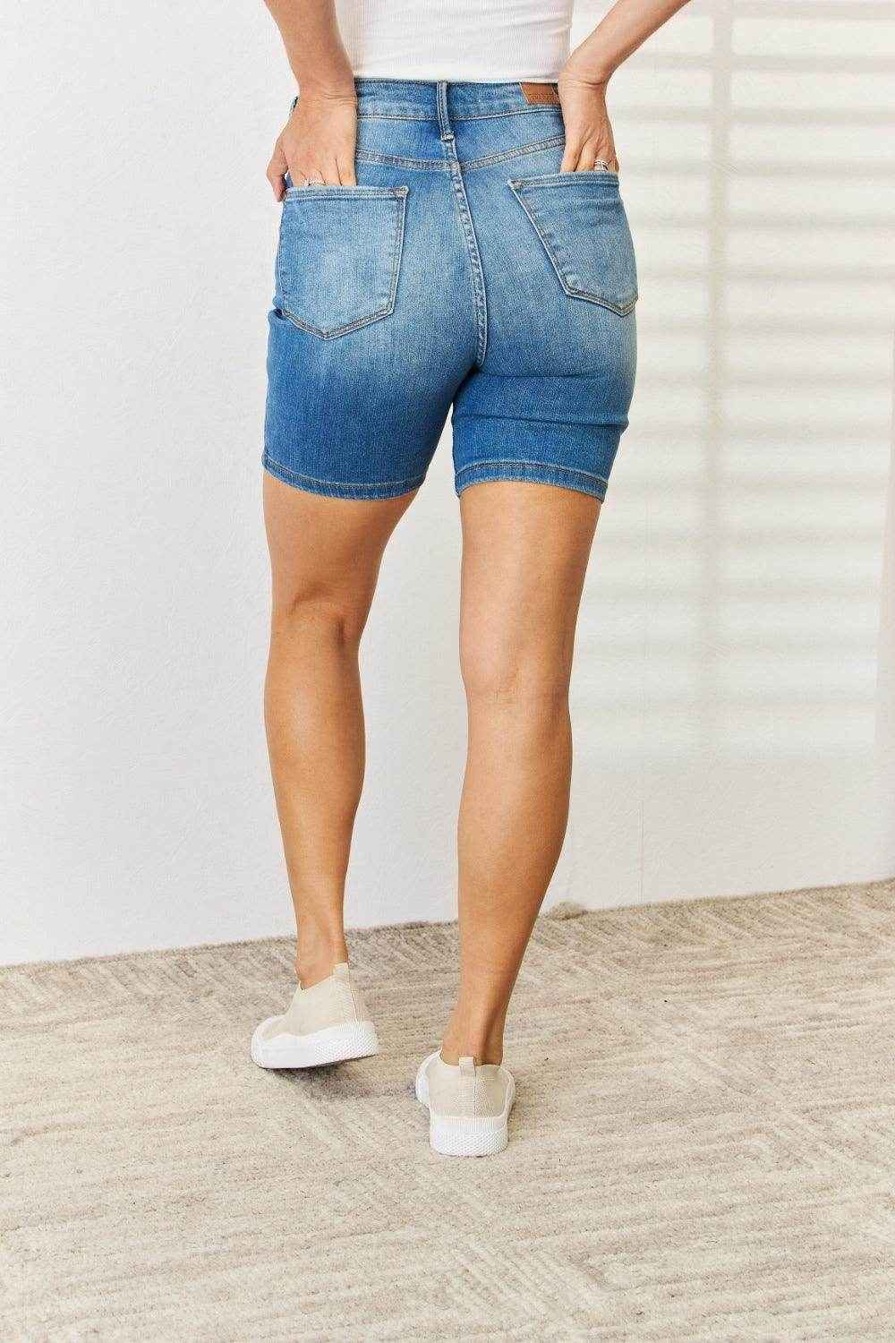 Judy Blue Full Size Tummy Control Double Button Bermuda Shorts