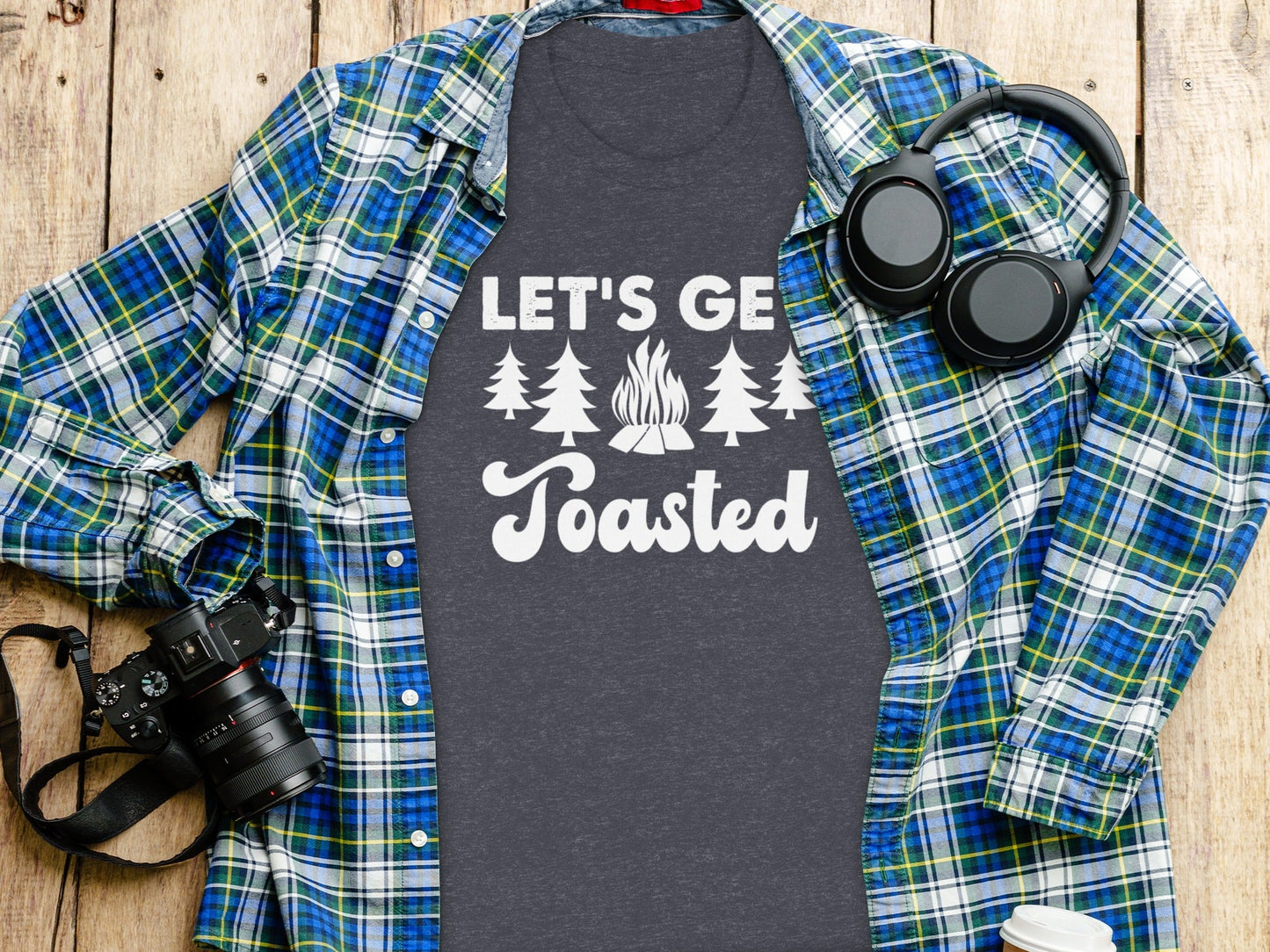 Lets Get Toasted Outdoors Bonfire Forest Fun T-Shirt