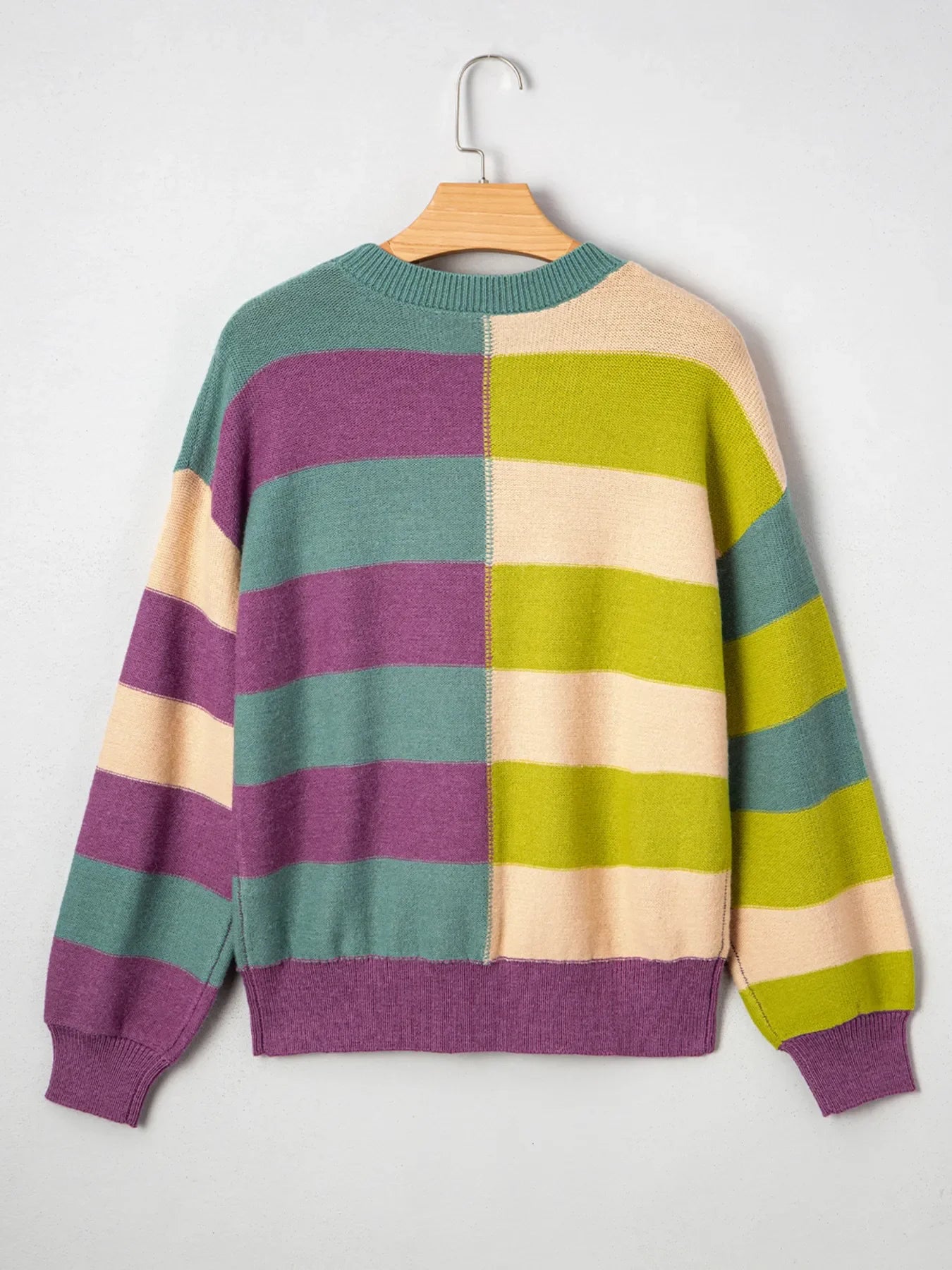 Mary Stripe Drop Shoulder Ribbed Edge Sweater