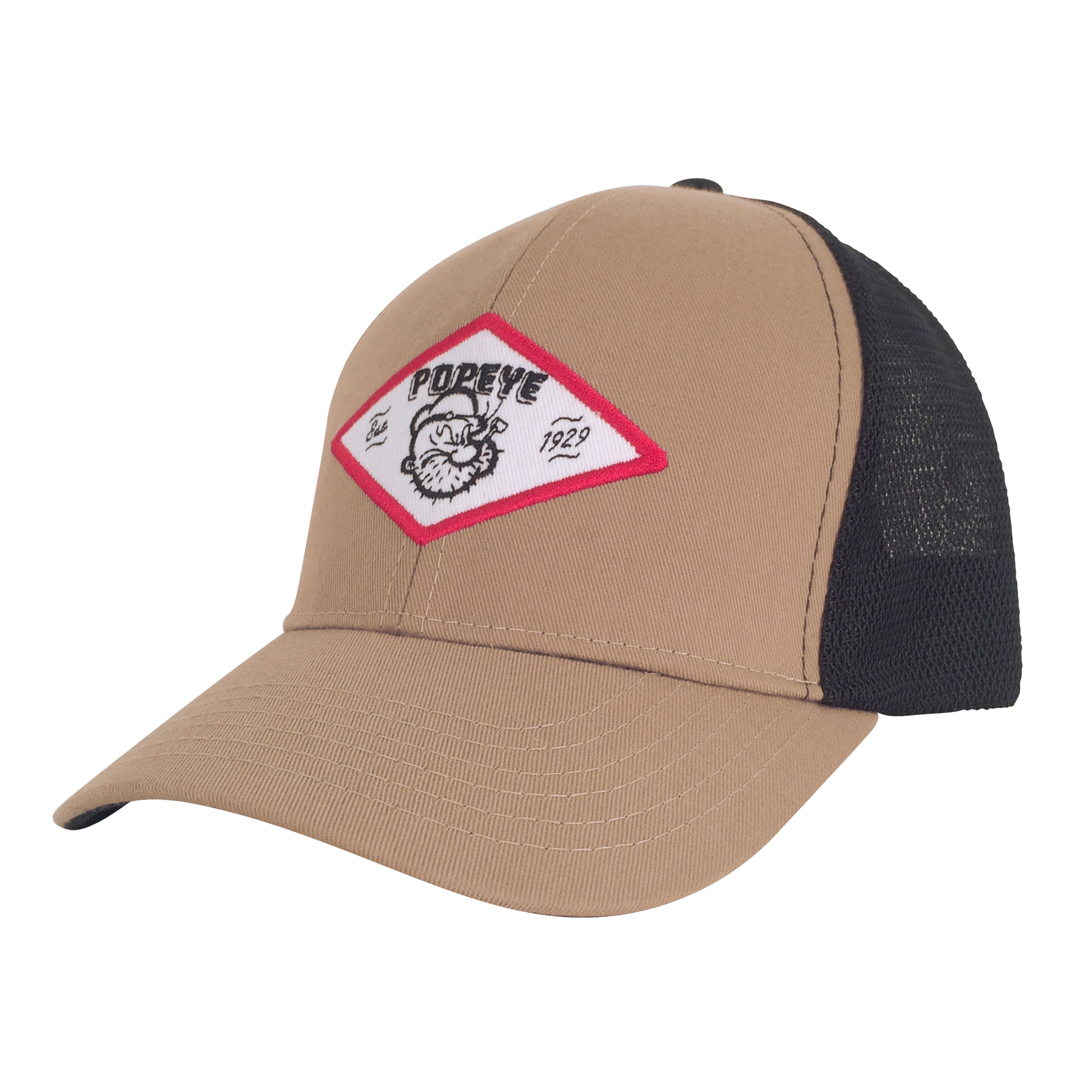 Popeye The Sailor Trucker Hat - Tan and Black