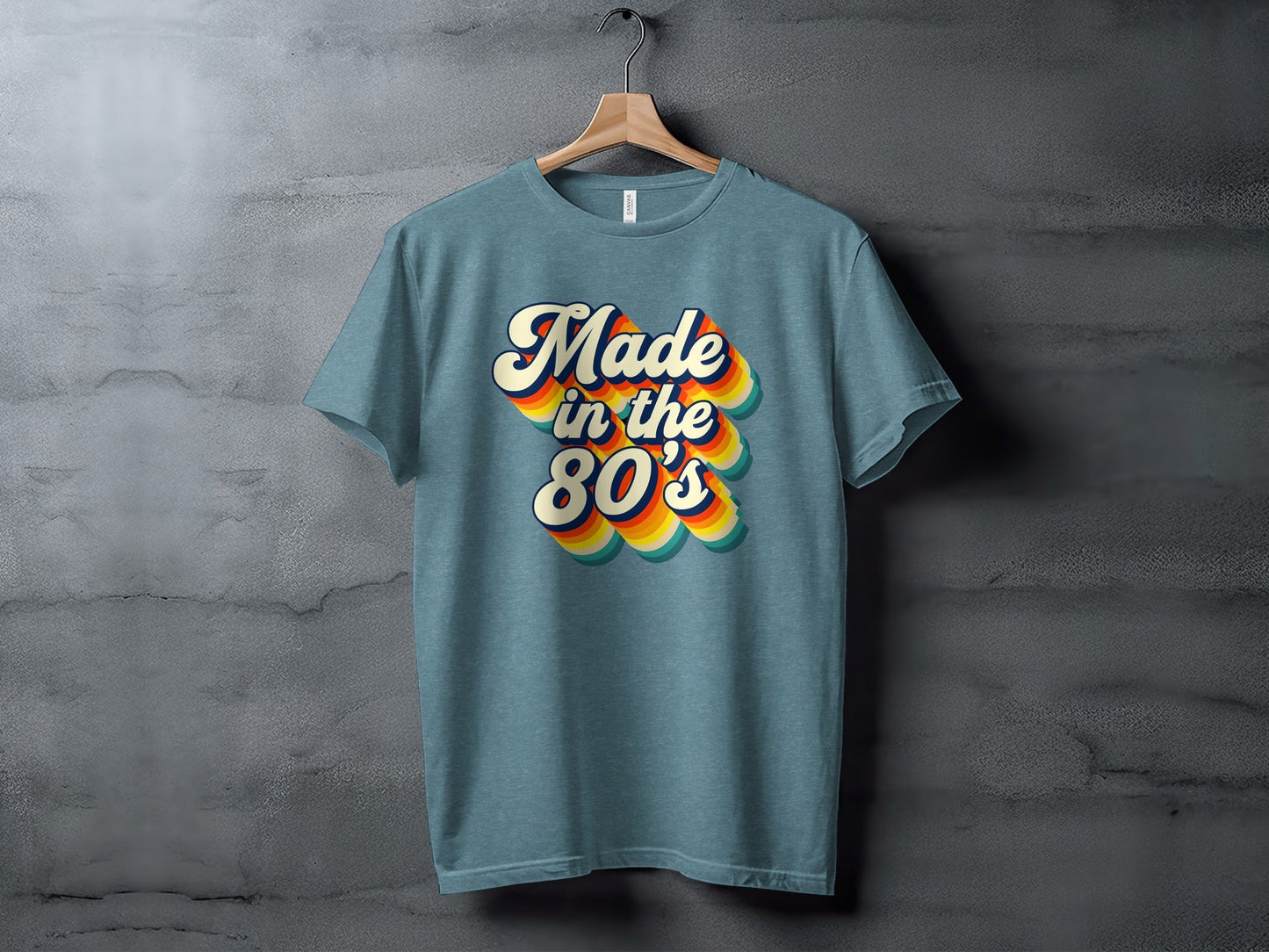Awesome Made In The Eighties Rainbow Stripes Design T-Shirt