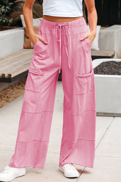 Brittany Mineral Wash Exposed Seam Drawstring Cargo Pants