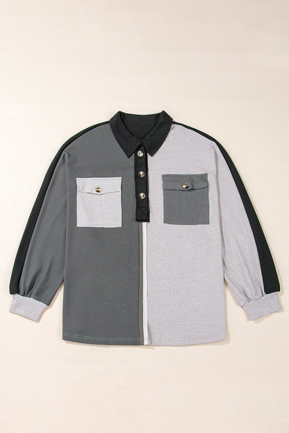 Ribbed Collared Oversized Sweatshirt