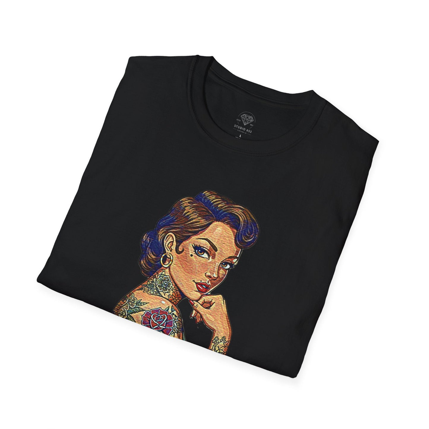 Clothed With Strength Tattooed Pin Up Vintage Graphic Tee