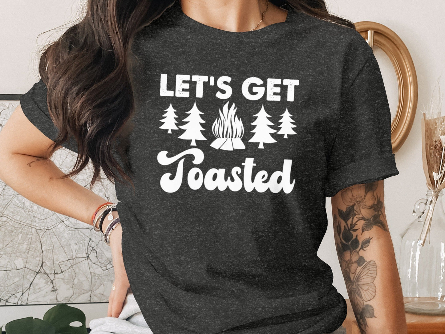 Lets Get Toasted Outdoors Bonfire Forest Fun T-Shirt