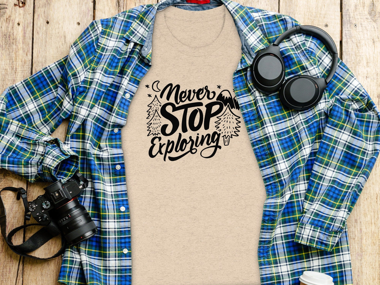 Never Stop Exploring Mountain Adventure Outdoors T-Shirt
