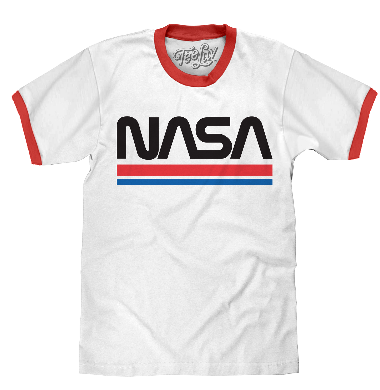 NASA Worm Logo Ringer T-Shirt - White and Red