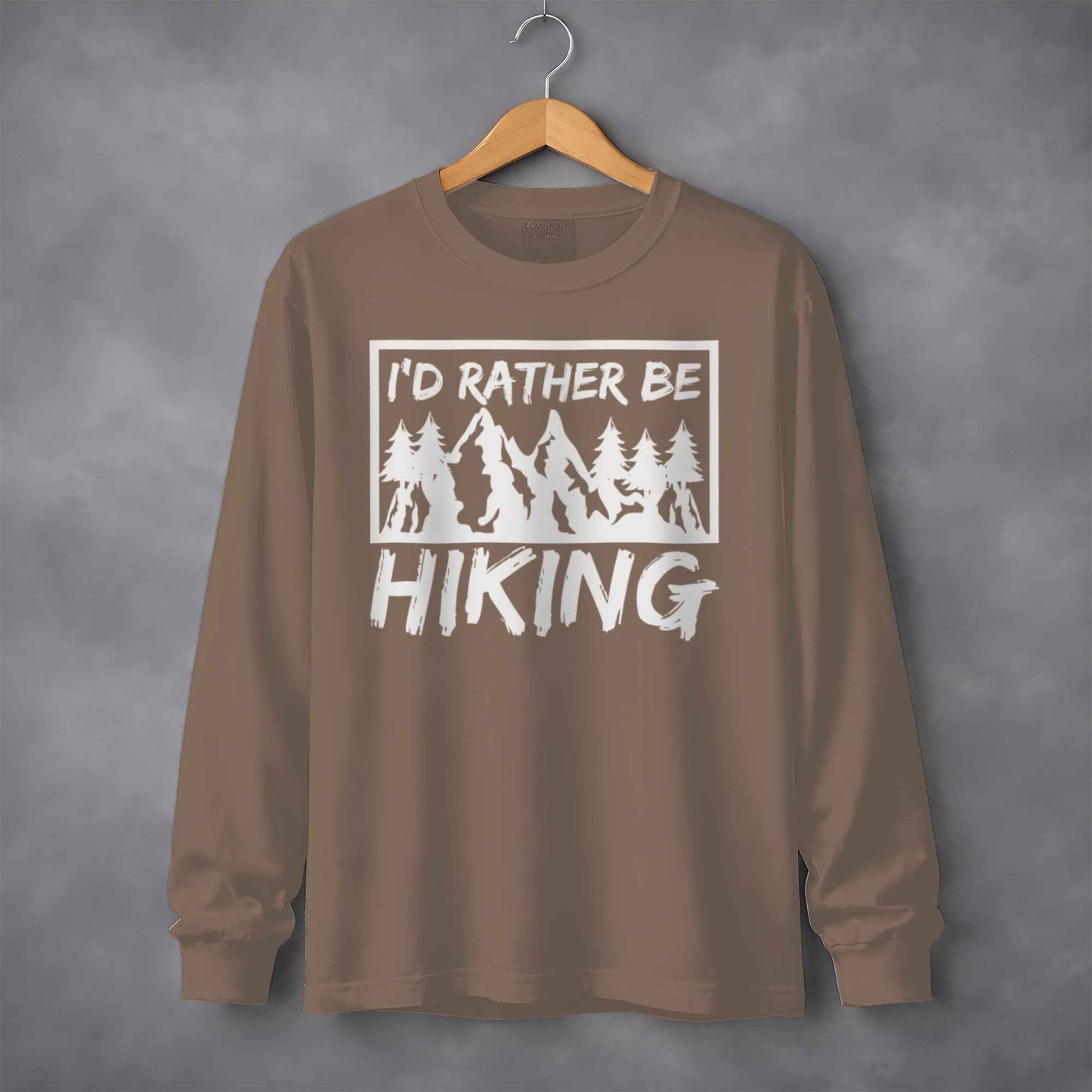 I'd Rather Be Hiking Mountain Graphic Long Sleeve T-Shirt