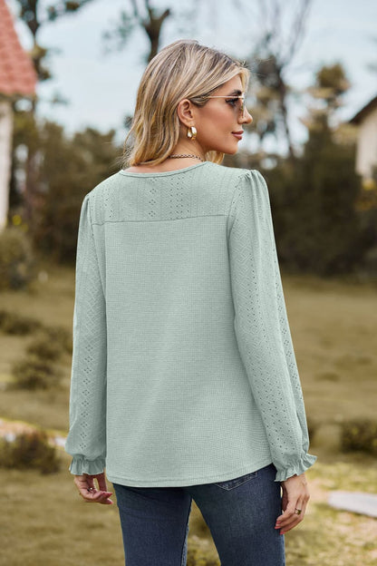 Avery Round Neck Puff Sleeve Blouse
