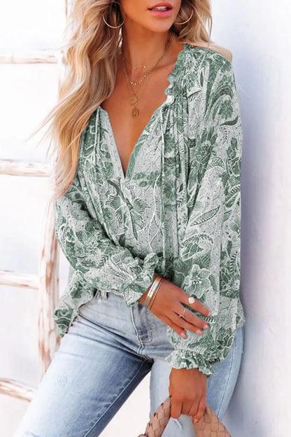 Bethany Floral Flounce Sleeve Blouse