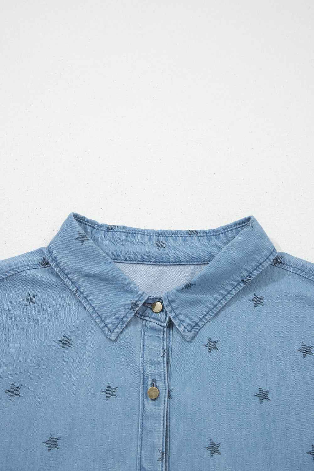 Double Chest Pocket Short Sleeve Denim Shirt
