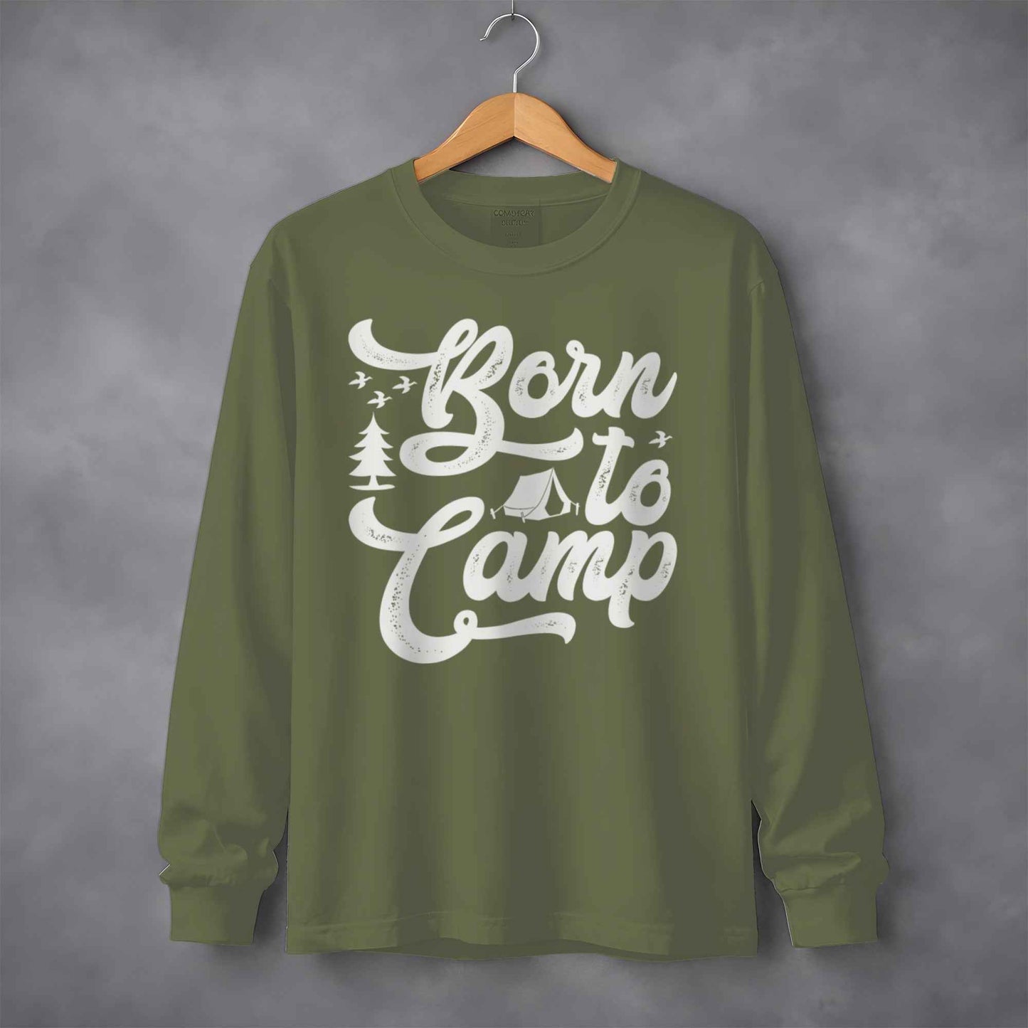 Born To Camp Outdoors Nature Adventure Long Sleeve T-Shirt