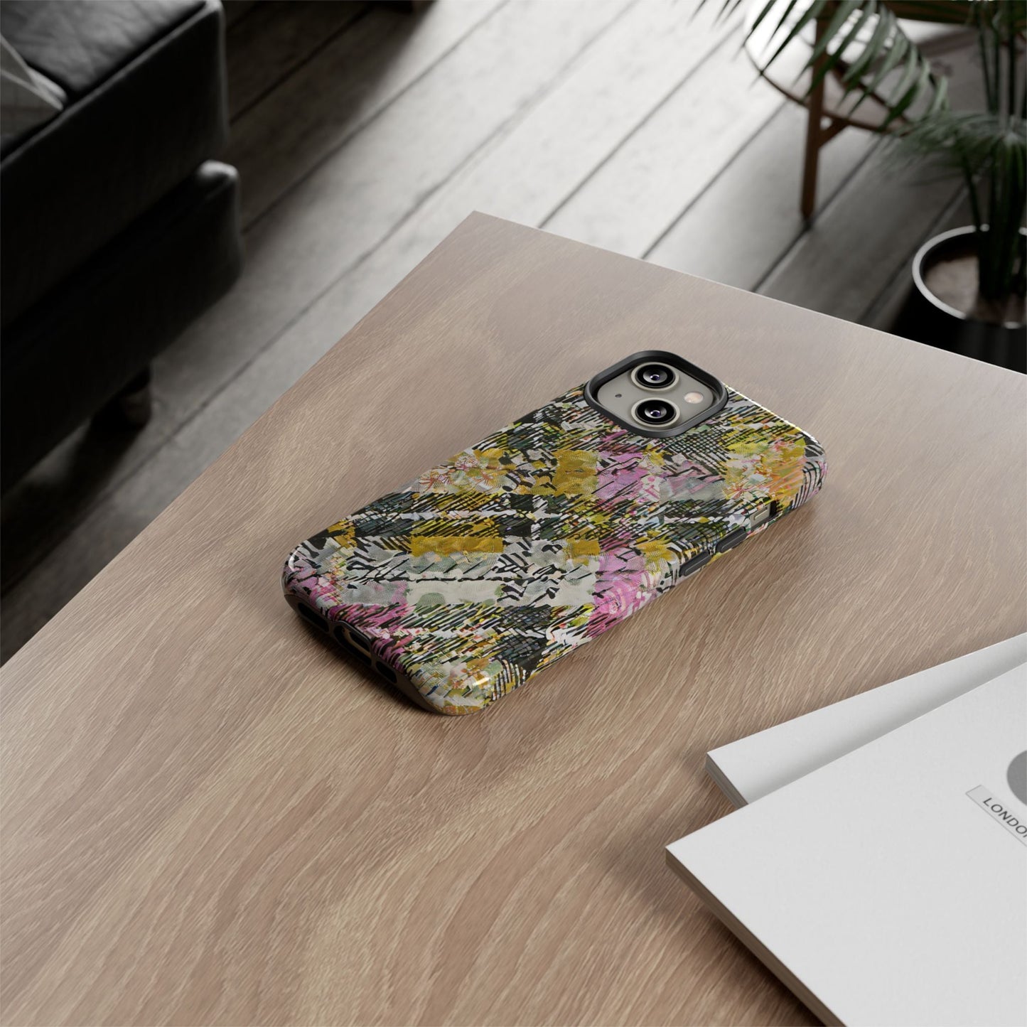 Purple Plaid Floral Artistic Tough Phone Case
