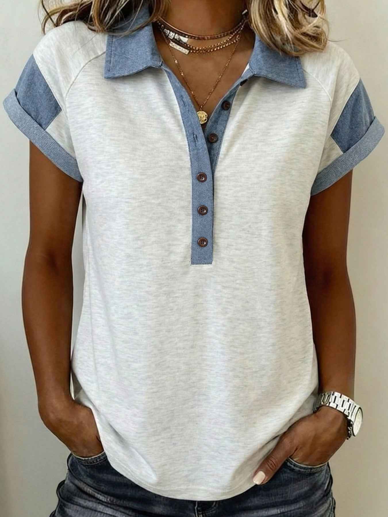 Contrast Trim Button Detail Top
