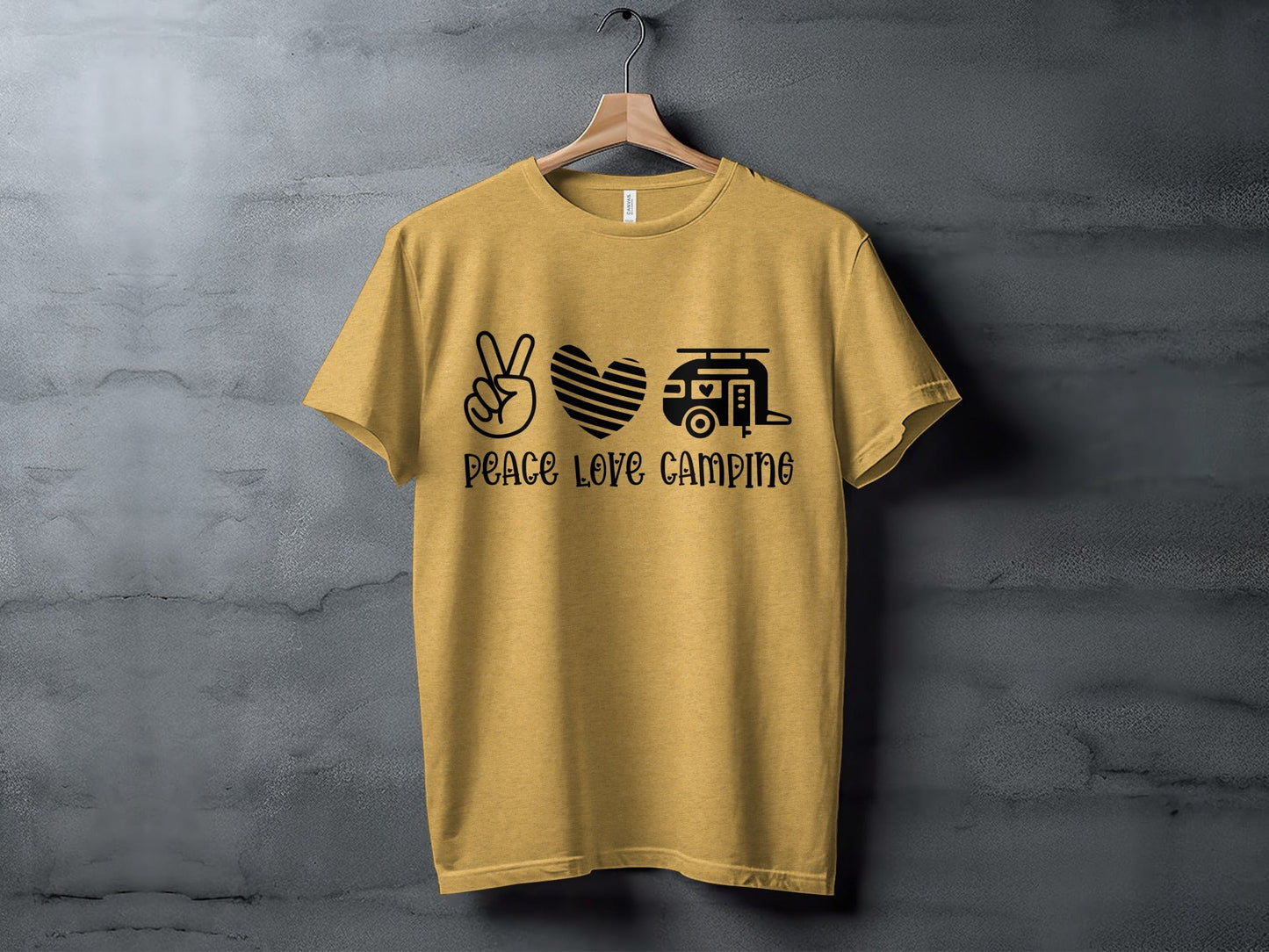 Peace Love Camping Symbol Design Graphic Novelty T-Shirt