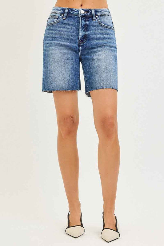 RISEN Tummy Control High Rise Raw Cut Hem Jhorts
